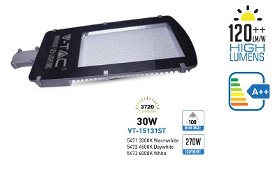 Armatura Stradale a LED 30W Luce Natura 4500°K 3720 Lumen
